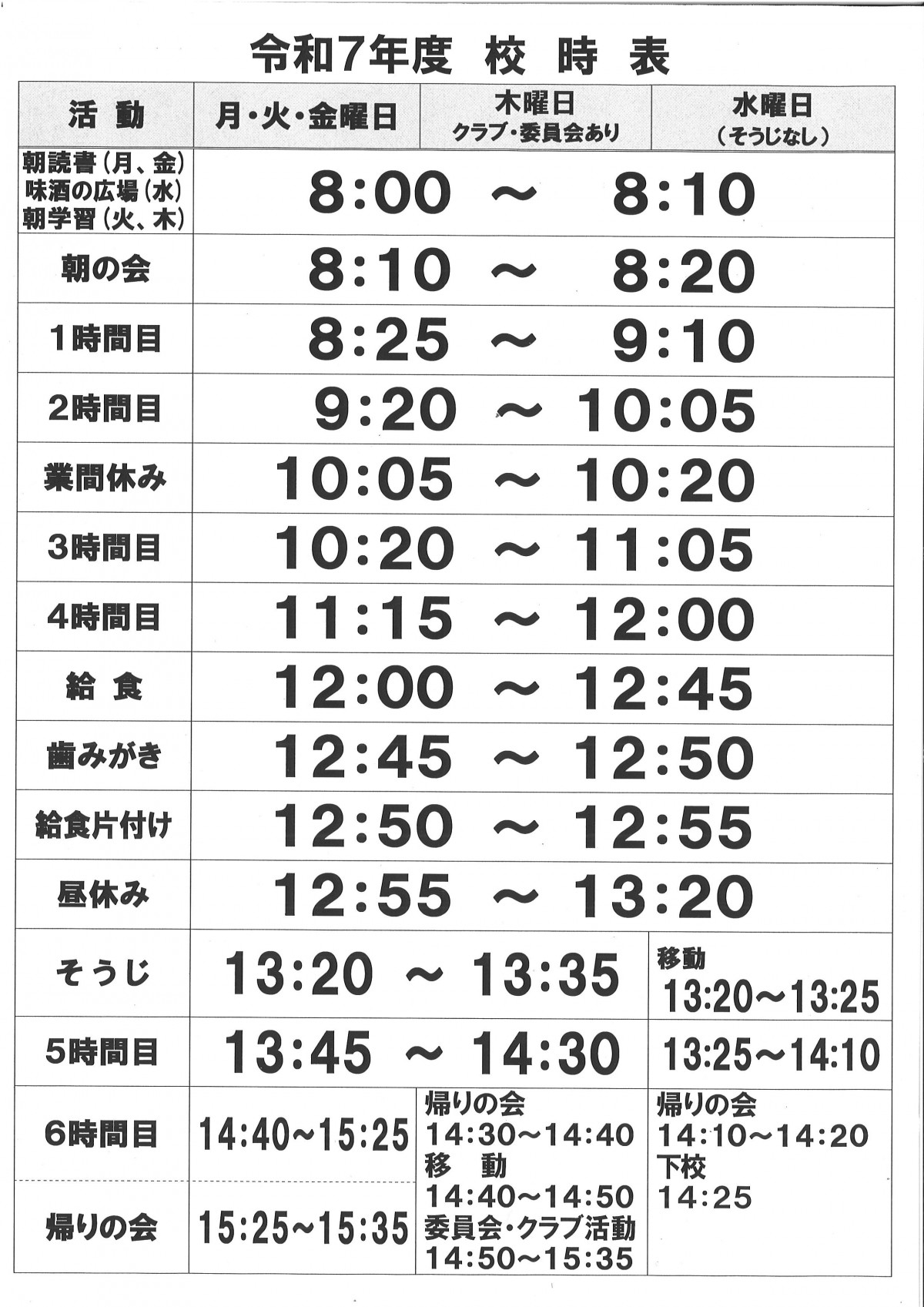 R7日課表